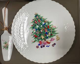 195. Misaka Holiday Cake Platter and Knife