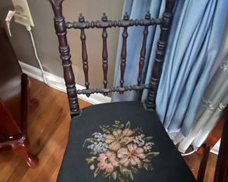 Carved wood side chair