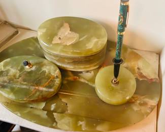 Green onyx desk set
