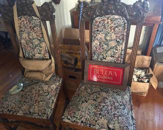 Antique carved oak dining chairs