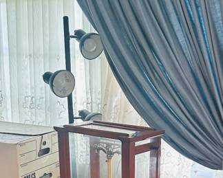Balance scale with wood glass case