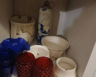 Pottery and vintage glass