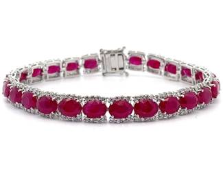 24.16 Carat GIA Certified Burmese Ruby & 3.05 Carat Diamond Bracelet by Oscar Friedman