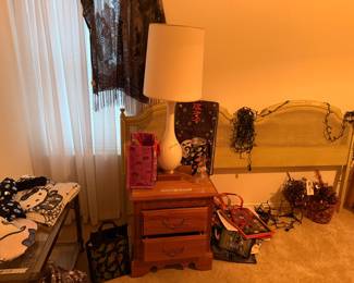 Tables, lamp, headboard