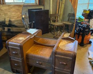 Antique Vanity with Mirror needs restoration. Basement location 
