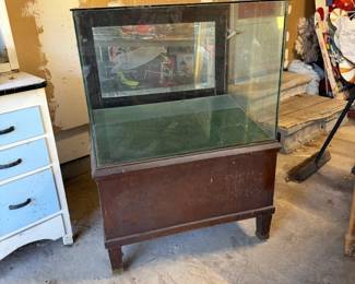 Vintage 1930's Era Display Showcase Glass & Wood Front View