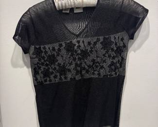 Vintage Women's DKNY Mesh See-Through T-Shirt Size P