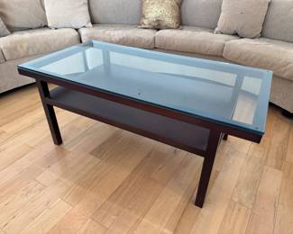 Orbits Glass Top 2-Tier Rectangular Coffee Table (48"W x 24"D x 19-1/2"H)