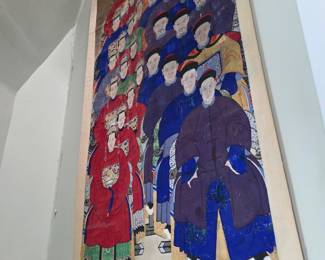 Scroll Original Painting on Parchment of Chinese Ancestor Generations (40"W x 89"L) 