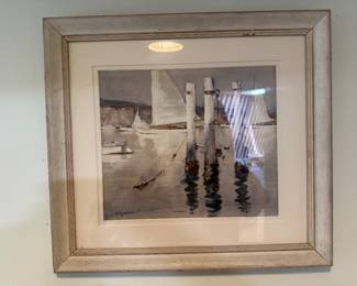 Framed Original Watercolor on Paper Landscape Signed Geoffrey Keith Townshend (21"W x 19"H)