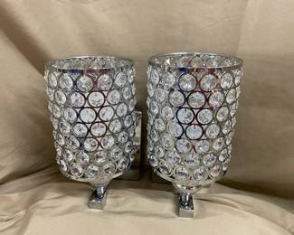 Pair Crystal Wall Sconce Light Fixtures 