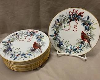 10-Lenox Winter Greetings Salad Plates 