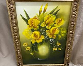 Oil Painting w/Yellow Flowers 