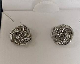 Sterling Earrings w/Diamonds 