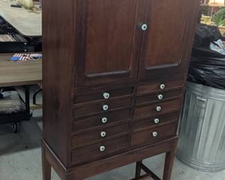 2 pc. Walnut Collectors Cabinet w/Doors & Drawers 