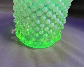 Fenton Hobnail Vaseline Vase 