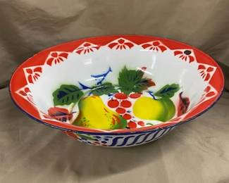 Decorated Enamelware Bowl 
