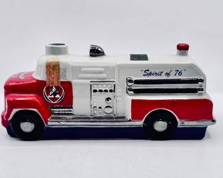 1974 CERAMIC Liquor Decanter, Old Mr. Boston "Spirit of '76" Mooseheart F.D.Fire Truck