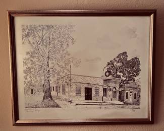 Pen and ink Drawing of "Wunsche Bros"Cafe Saloon built 1902 ,Spring Tx