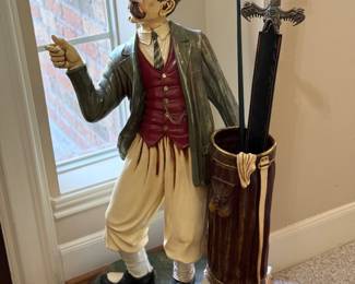 Unique Rainy Day Golfer Statue By Peter Mook Collectible Figure Resin