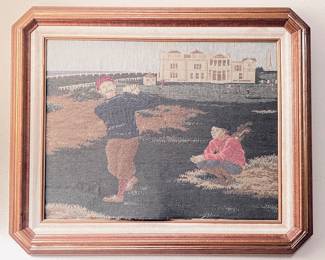 Vintage Golf Player Tapestry Framed Art