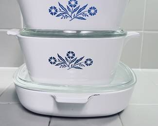 3- Piece Corning ware blue corn flower