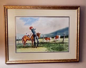 Water-Color, Print, Western Style American artist Leonard Howard Reedy 1899-1956