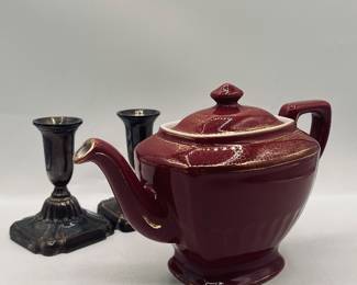 Hall Maroon and gold tea pot