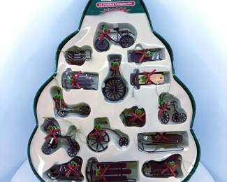 Vintage Kmart Trim A Home 15pc Miniature DieCast Metal Ornaments in Tree Box