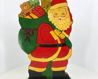 Vintage Wooden Santa Cutout Hand Painted