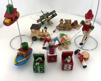 Vintage Wooden Toy Ornaments 11pc