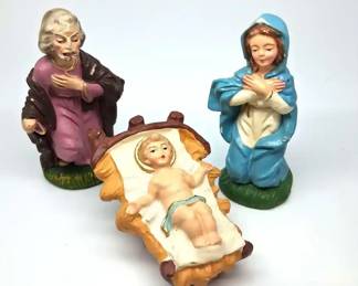 Vintage HandPainted Nativity Holy Family  Mary, Joseph  Baby Jesus Made in Italy
