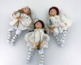 Vintage Kurt S. Adler Handcrafted Angel Ornaments Item J626  Set of 3 In Boxes