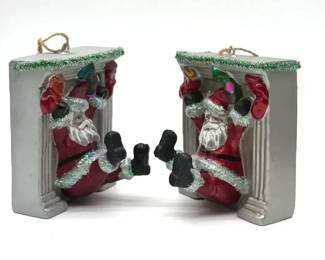 Pottery Barn Kids Mercury Glass Santa Chimney 5 Ornaments