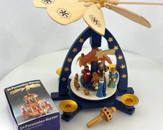  06 Wooden Christmas Nativity Pyramid Candle Carousel  Germany no candels in box
