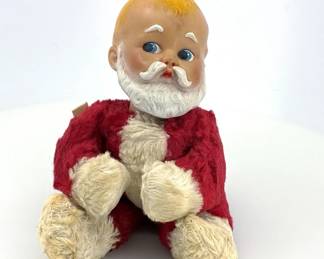 Vintage 1950s Knickerbocker Plush Santa Claus Doll w Vinyl Face  Cloth Tag