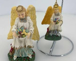 Vintage 1992 International Santa Claus Collection Christkinl Germany Angel Figurine  Ornament 2pc