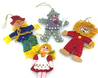 Wizard of Oz Felt Christmas Ornaments  Dorothy, Scarecrow, Tin Man  Lion