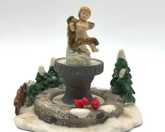 Dickens Collectibles Hand Painted Porcelain Accessories  Angel Bird Bath