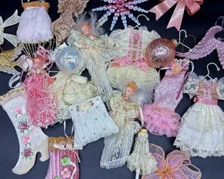 Assorted Pink  Creme Christmas Ornaments