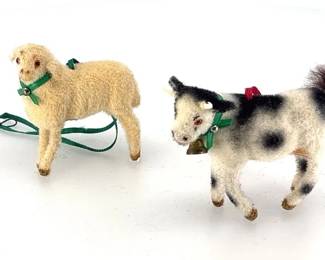  01 Handmade Flocked Animals Handwork Kunstlerschutz West Germany1950s to 1960s Wagner
