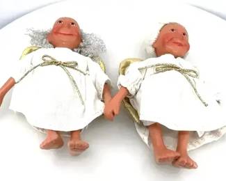 Vintage Whimsical Character Angel Ornaments  Pair