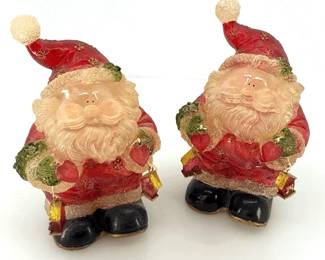 Pair of LightUp Santa Claus Christmas Figurines