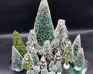 Dept 56 Village Frosted Bottle Brush Christmas Trees  Assorted Sizes  Styles