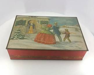 Vintage National Biscuit Company Nabisco Litho Holiday Tin  1920s30s