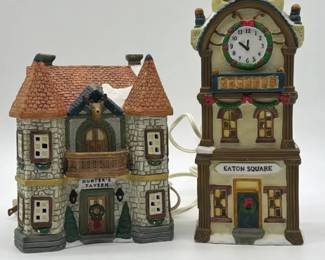 Dickens Collectibles Hand Painted Hunters Tavern  Eaton Square Porcelain Lighted Houses