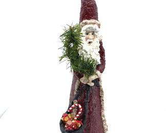 Signed C.L. Varillo 1990 Folk Art Santa Figurine with Tree