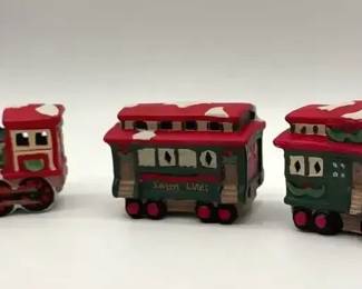 Holiday Trim Porcelain Train 3pc