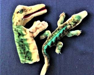 Antique rare Steiff Gaty green Gator Hand Puppet Antique Gaty Crocodile