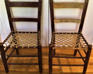 1th Century Primative Ladder Back with Rawhide